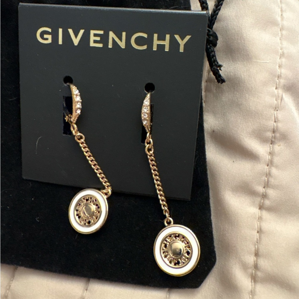 Givenchy bling diamond round chain chandelier with Givenchy logo round earrings